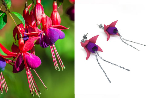 Fuchsia Earrings and Flowers