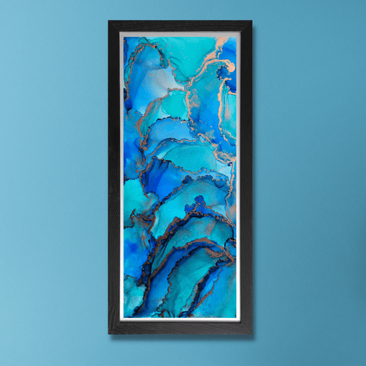 Blue White Alcohol Ink Pen Abstract Artwork –