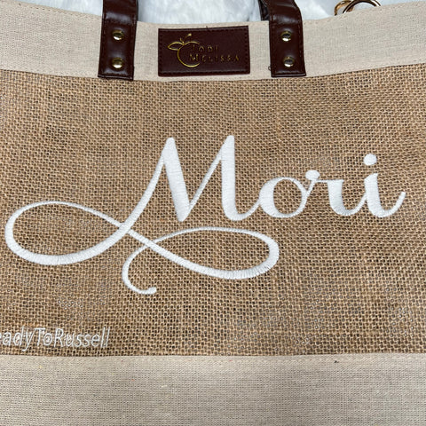 Custom embroidered bridal shower swag bag