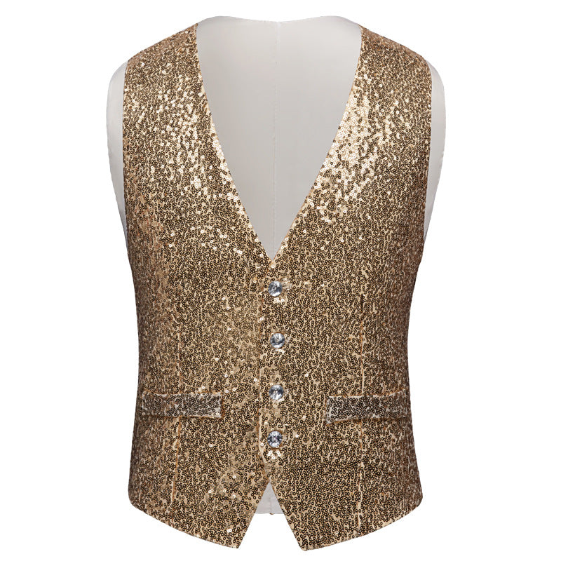 Men's Sequin Fashion Vest Gold