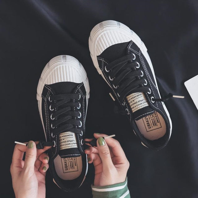 Women Canvas Shoes Solid Color 2020 Summer New Lady Stylish Sneakers Girls Black White Shoes Sneaker