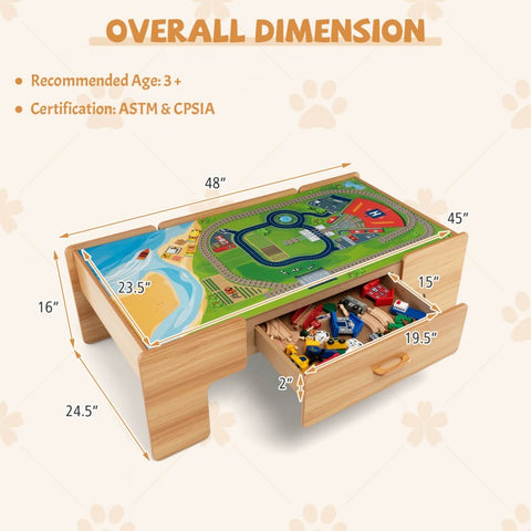 Wooden Table With Toy Train Set Dimensions