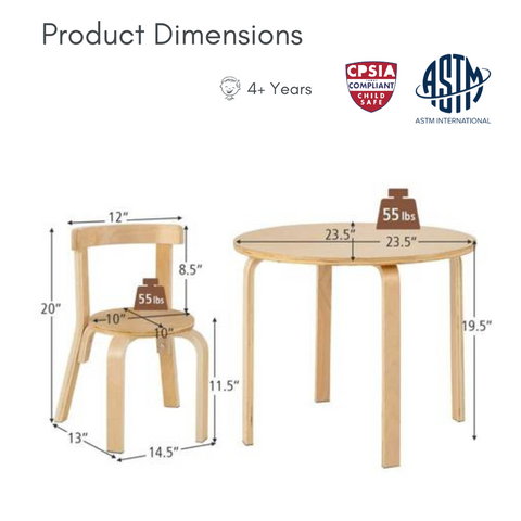 Wooden Desk and Chair for Kids Dimensions