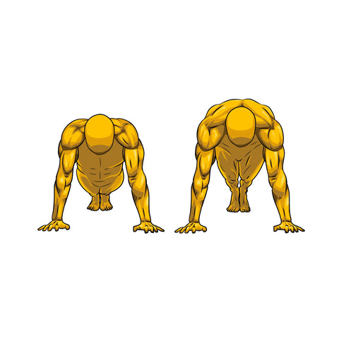 Calisthenics yellow dude illustration showing how to perform a scapula push up