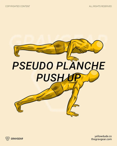 Illustration of a yellow mannequin demonstrating a calisthenics planche lean