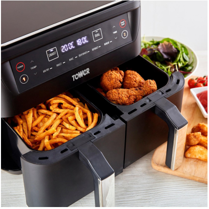 Tower Vortx 2400W 8L Dual Basket Air Fryer - Black | T17097