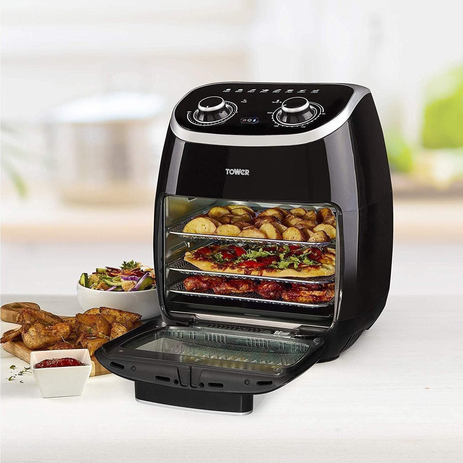 Tower 2000W 11L 5-in-1 Manual Air Fryer Oven with Rotisserie - Black | T17038