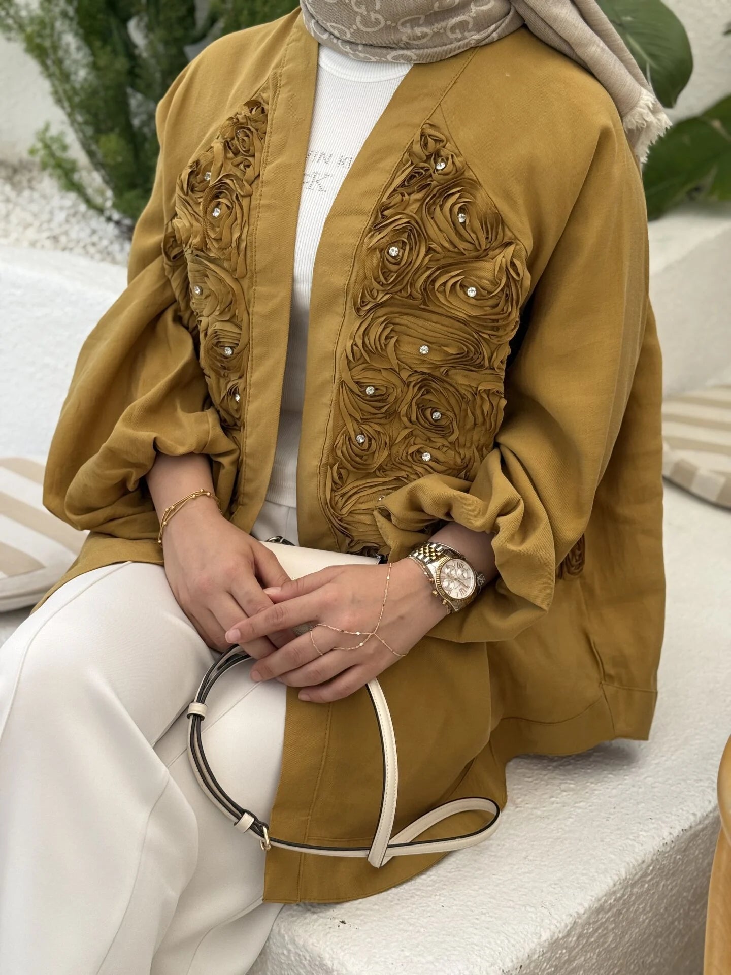 Olive Green Rose Oversize Kimono