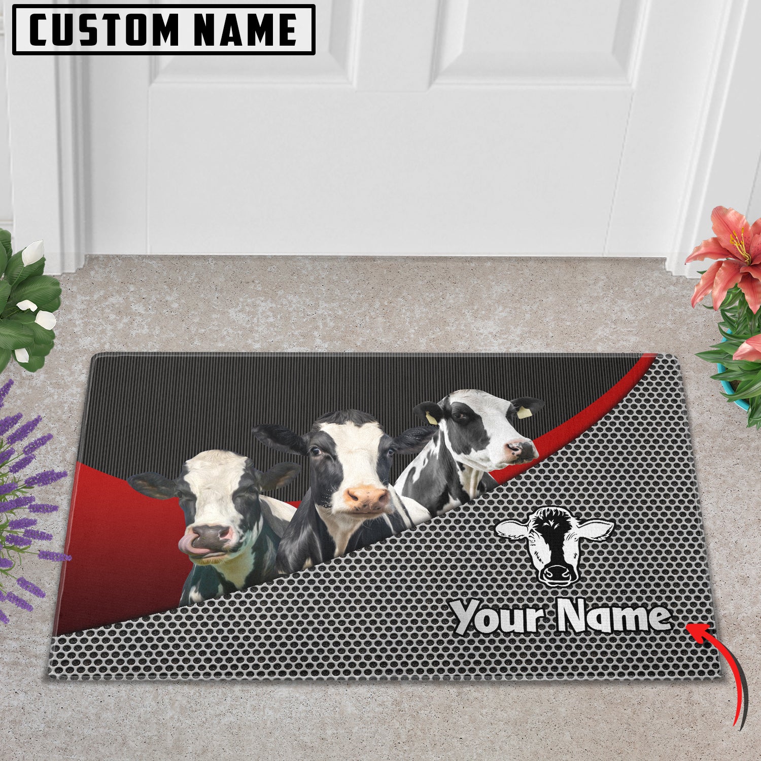 Joycorners Holstein Cattle Metal Pattern Doormat