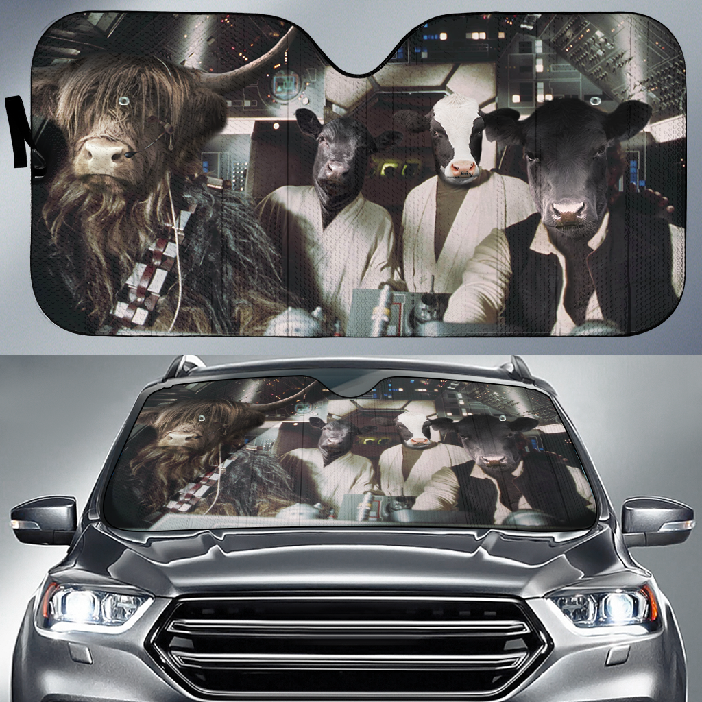 Joycorners Cows in Star War All Over Printed 3D Sun Shade