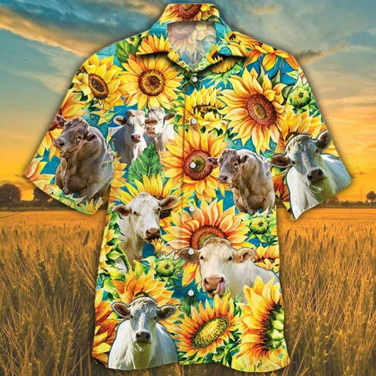 Beefmaster Cattle Lovers American Flag Hawaiian Shirt, Cow Hawaiian sh