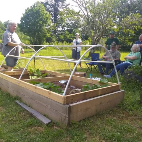 raised garden bed in a community garden