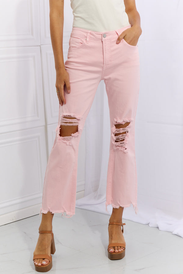 L&B Hot Pink Boyfriend Cut Cuffed Jean LB-604-9