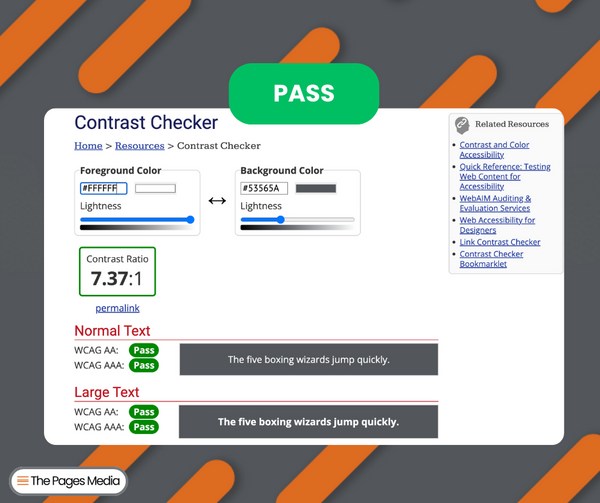 Graphic image of a passing color contrast.