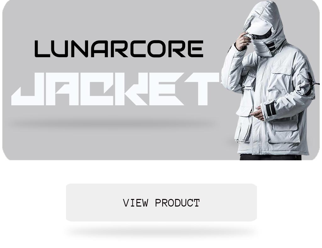 a man wear a Lunarcore jacket for a moon clothing style