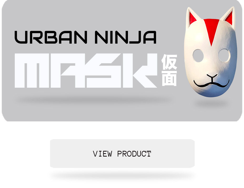 White japanese kitsune ninja mask from naruto and Itachi uchiwa manga