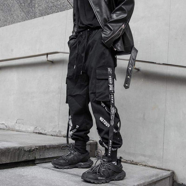 Joggers Cargo Pants For Men Casual Hip Hop Hit Color Pocket Male Trousers  Sweatpants Streetwear Ribbons Techwear Pants  Fruugo NO