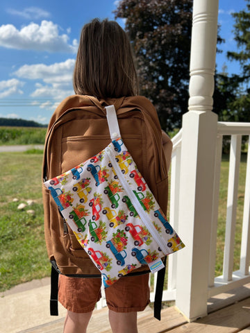 image of school supplies in a bag