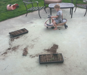 image of child on patio