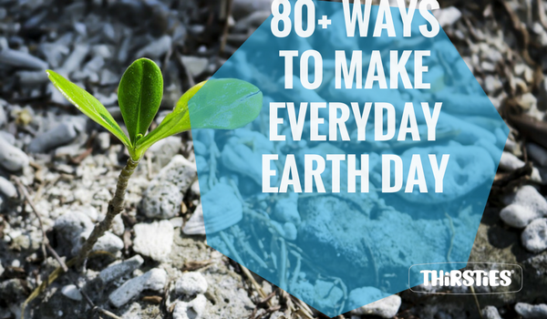 image of earth day text over plant