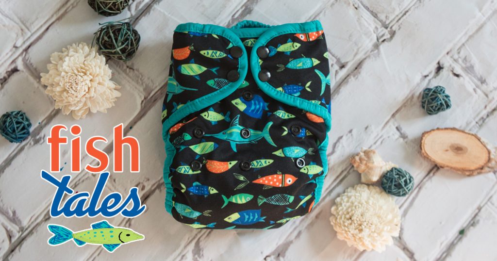 image of cloth diaper print with fish