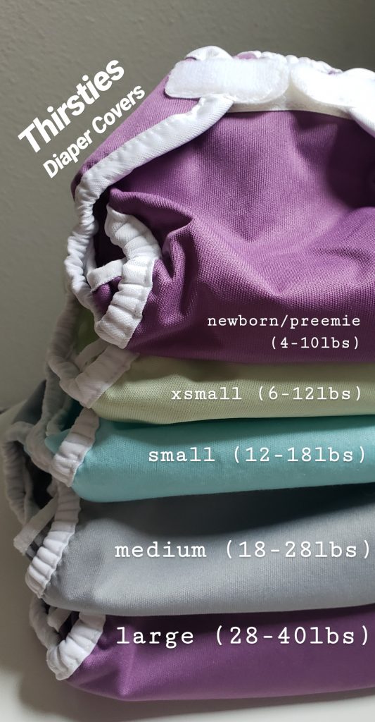 image of thirsties sized diaper covers in assorted colors