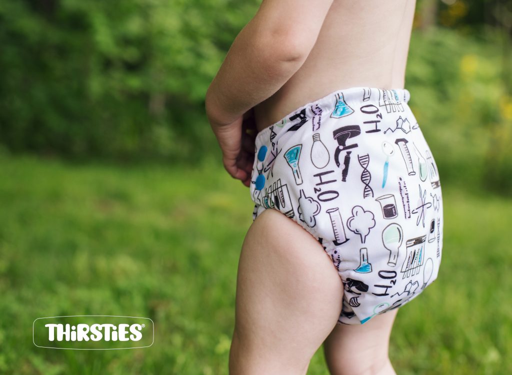 image of child wearing a cloth diaper