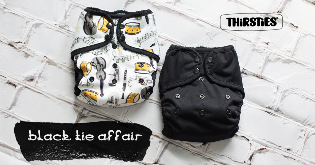 image of diaper with black color and musical print