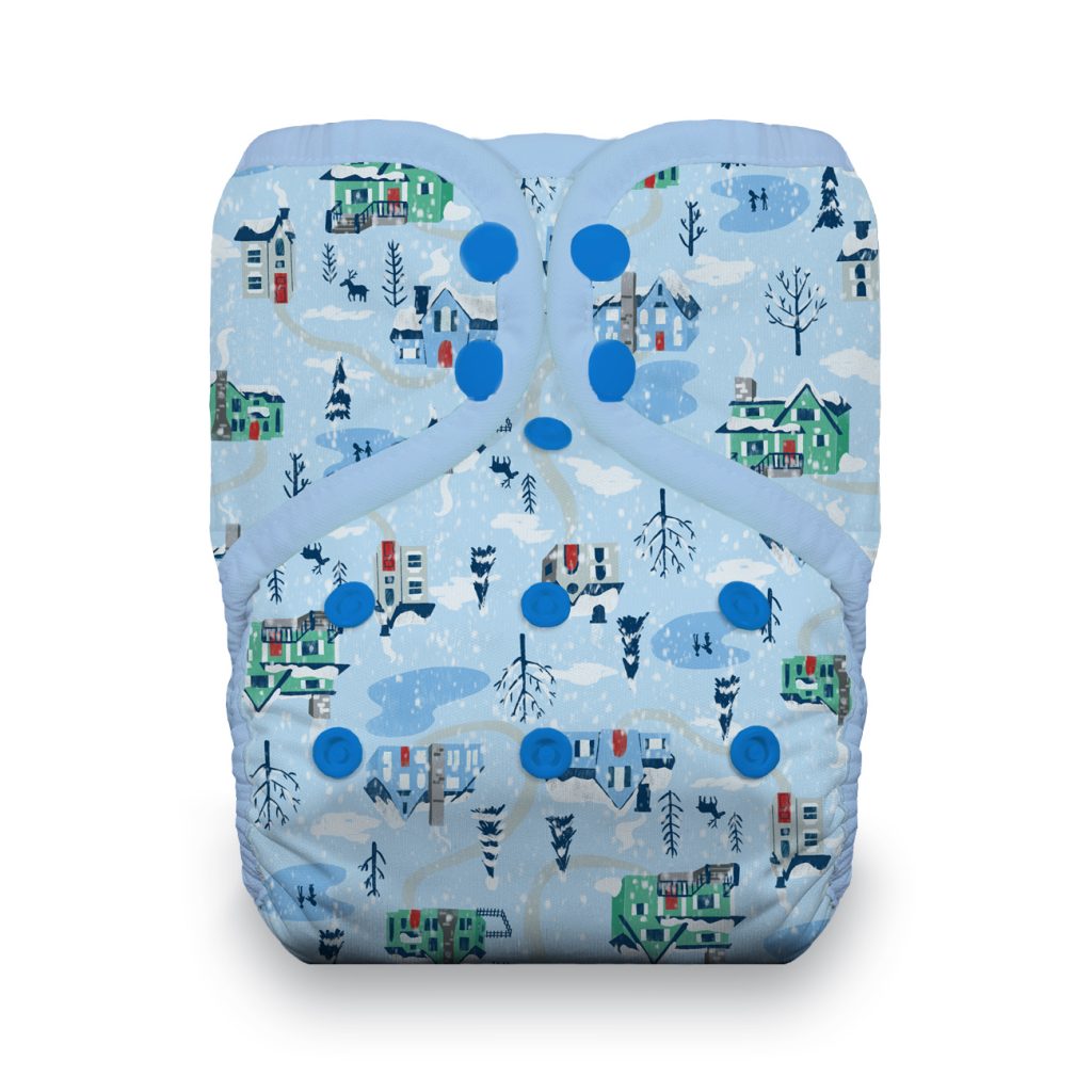 image of diaper with winter town print