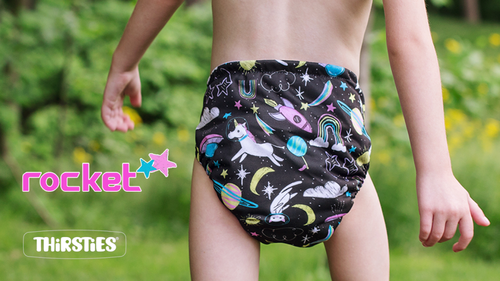 image of cloth diaper with galaxy print