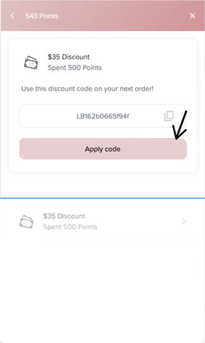 Leina and Fleur Online Shopping Customer rewards Loyalty Programme - How To Redeem Rewards Screen