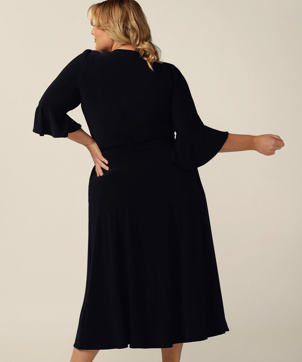 Wrap dress with romantic fluted sleeves