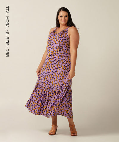 halter neck maxi dress plus size with ruffle on hem