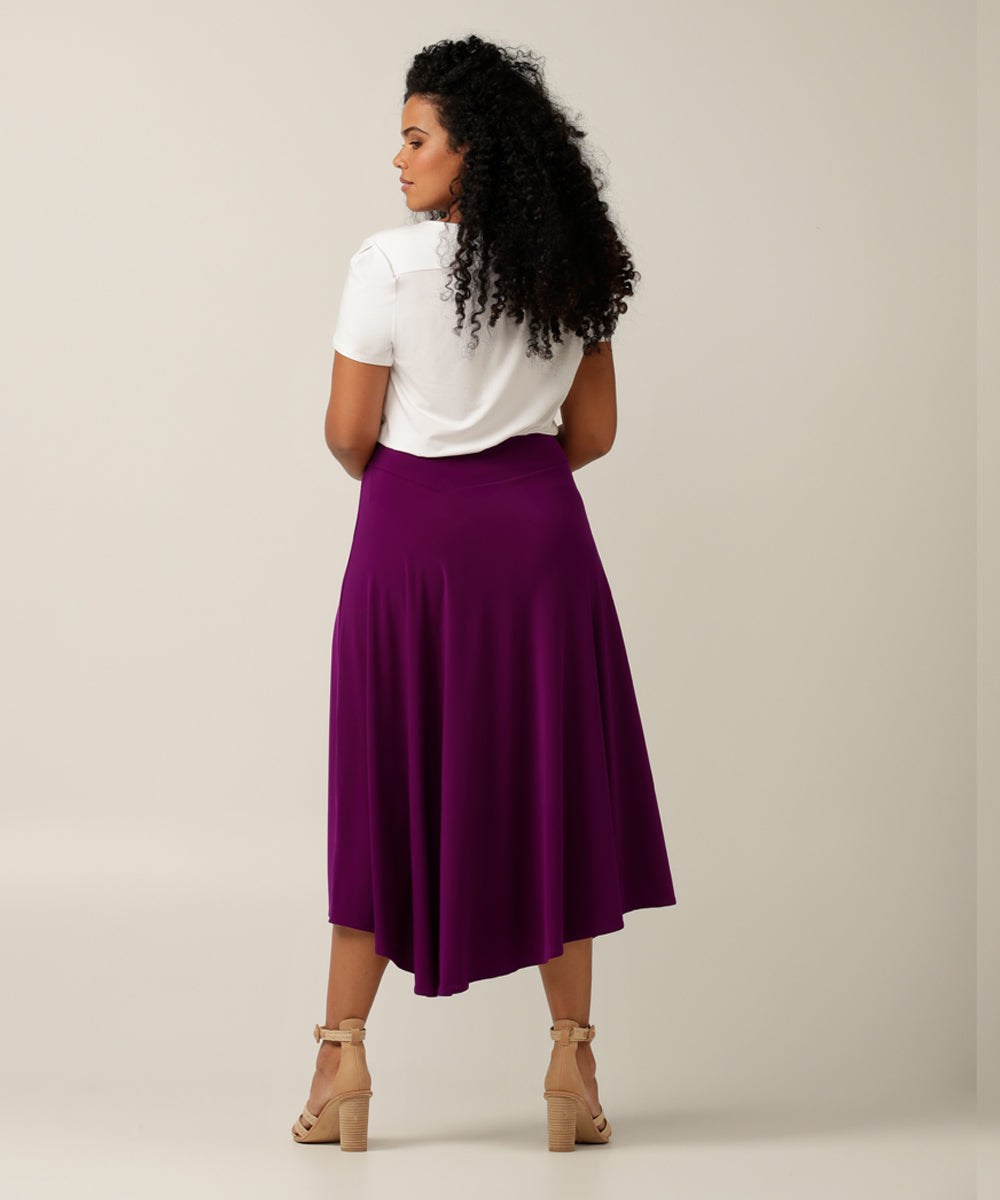 comfortable asymmetrical maxi skirt perfect for work or weekend and travel