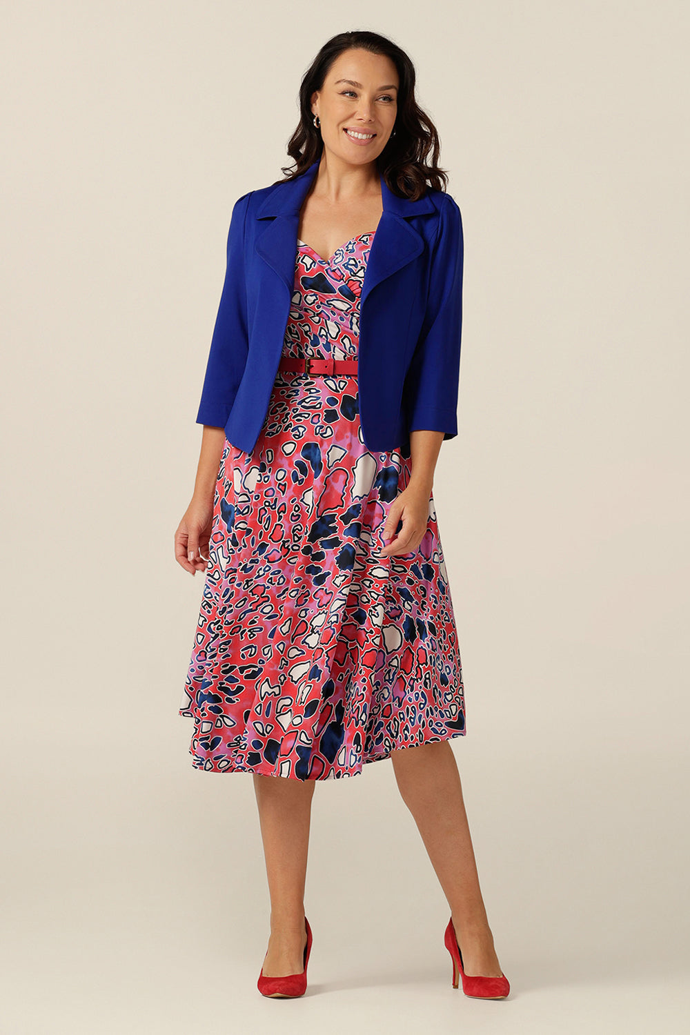 reversible  fixed wrap dress with sweetheart and boatneck options