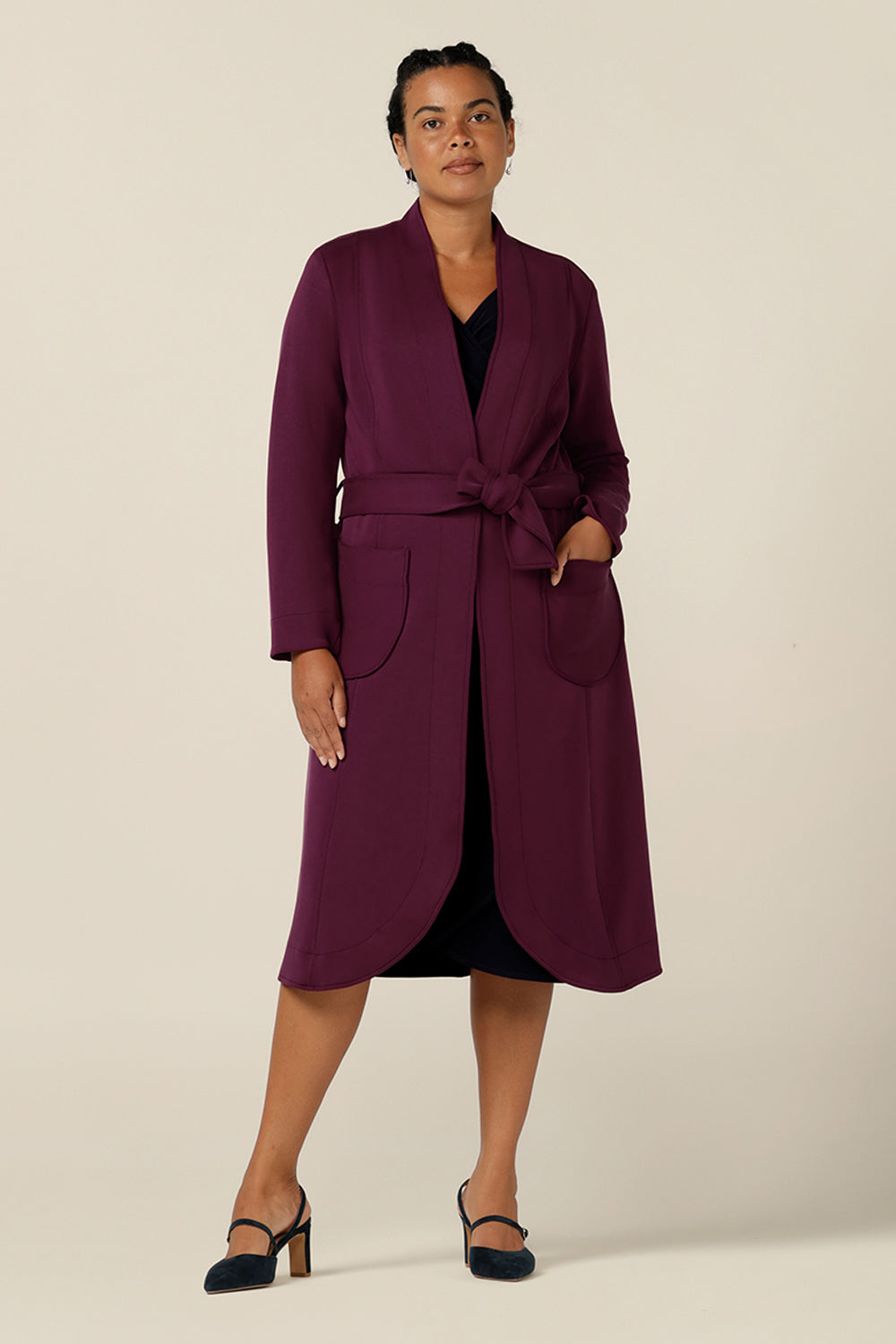 Why we love soft tailoring for winter - this light-weight trenchcoat by Australian and New Zealand women's clothing brand, L&F has a soft stretch fit that makes it a comfortable coat for layering over work and corporate wear, and travelling that work commute