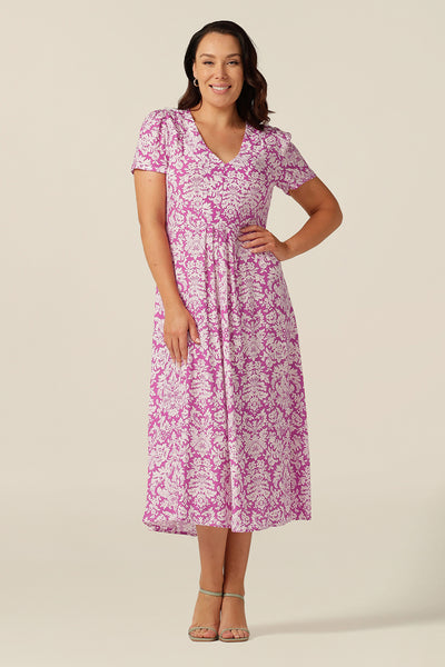 Luxe flowing summer maxi dress, in breathable, lightweight Cupro EcoVero fabric, the Marlene Dress is made in Australia for petite to plus size women.