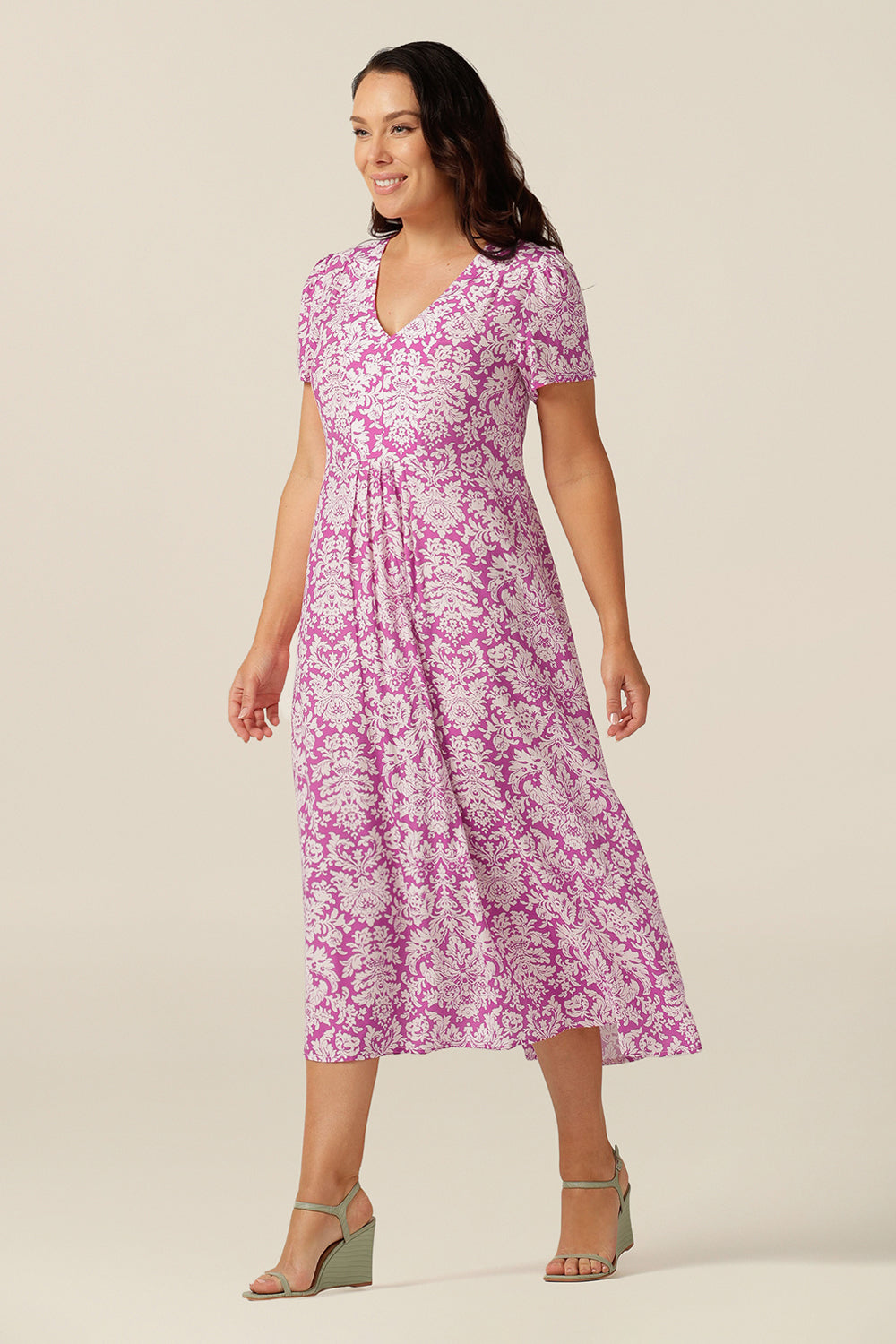 Luxe flowing summer maxi dress, in breathable, lightweight Cupro EcoVero fabric, the Marlene Dress is made in Australia for petite to plus size women.