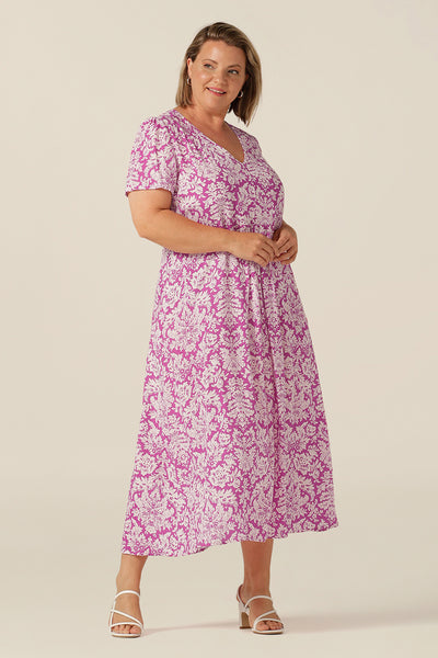 Luxe flowing summer maxi dress, in breathable, lightweight Cupro EcoVero fabric, the Marlene Dress is made in Australia for petite to plus size women.