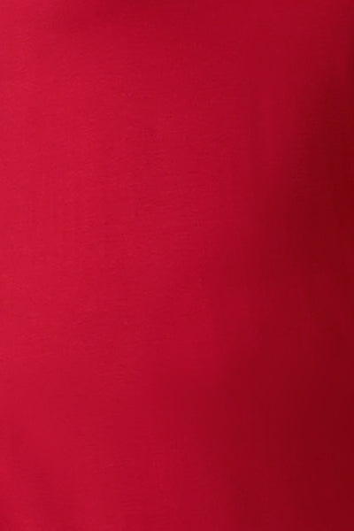 fabric swatch of red bamboo jersey used by Australian and New Zealand womenswear label, L&F for a range of casual long sleeve tops.