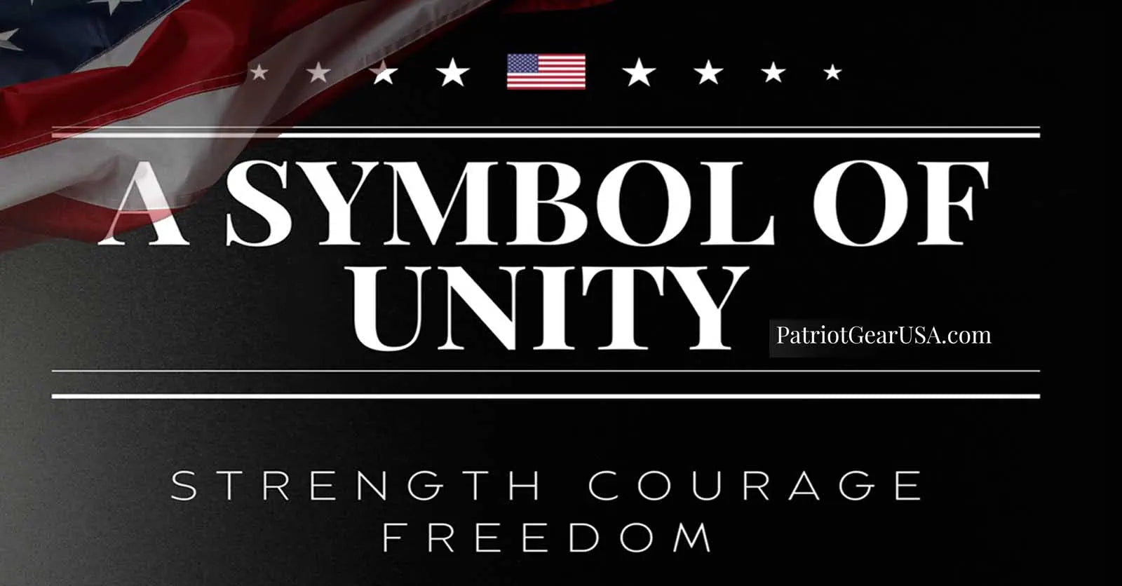 USA Flag symbolizing strength and courage and the Patriot Gear USA webiste URL.