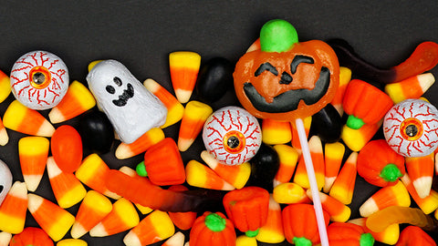 Halloween Candy on Black Background