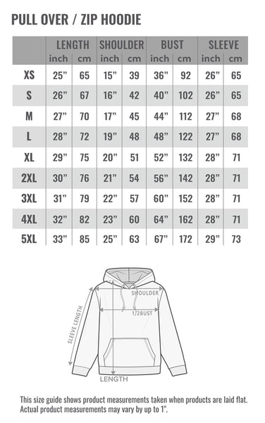 Hoodie 3D sizechart