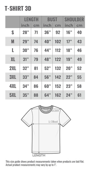 T-shirt 3d sizechart in inch