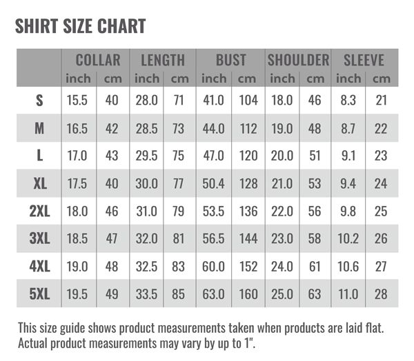 men's shirt sizechart