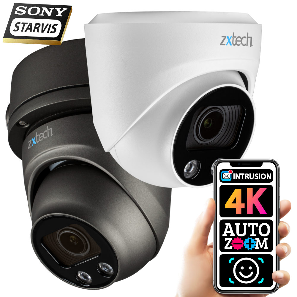 Zxtech Full Colour Night Vision 4K 8MP Dome PoE IP CCTV AI Camera | Fa