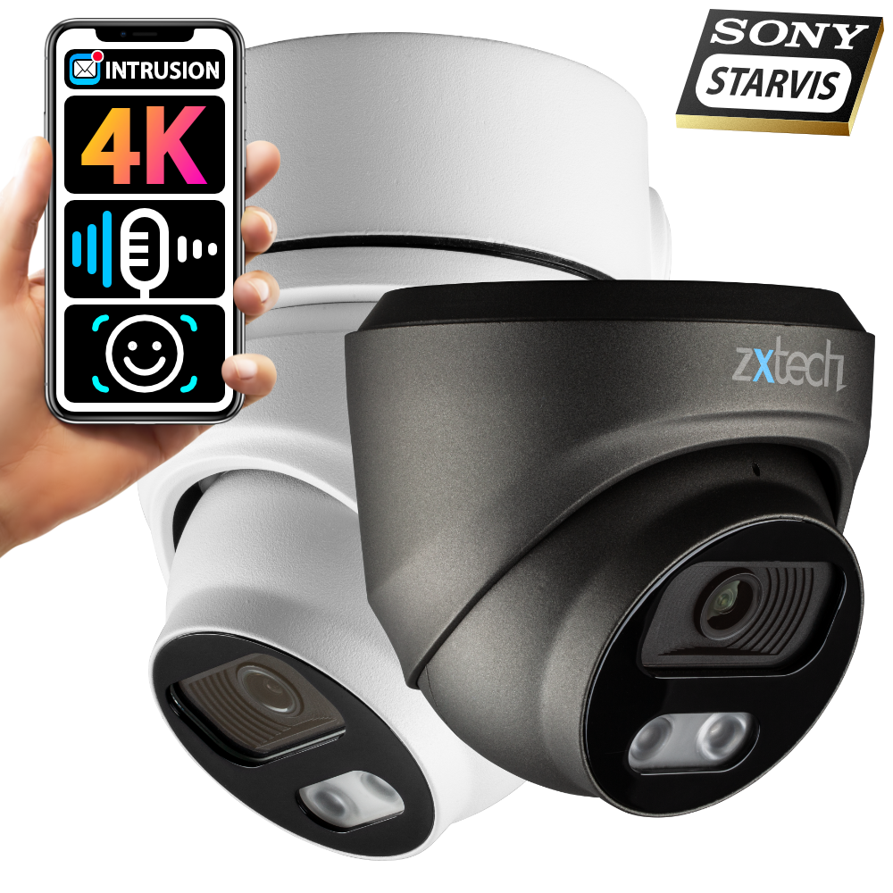 Zxtech Full Colour Night Vision 4K 8MP Dome Auto Zoom PoE IP CCTV AI C