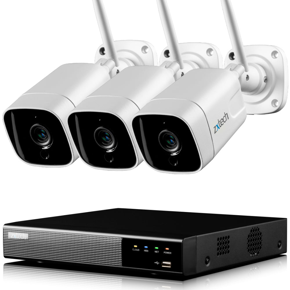 Zxtech Wireless All-in-One inbuilt-screen CCTV Kits - 4x Super HD 