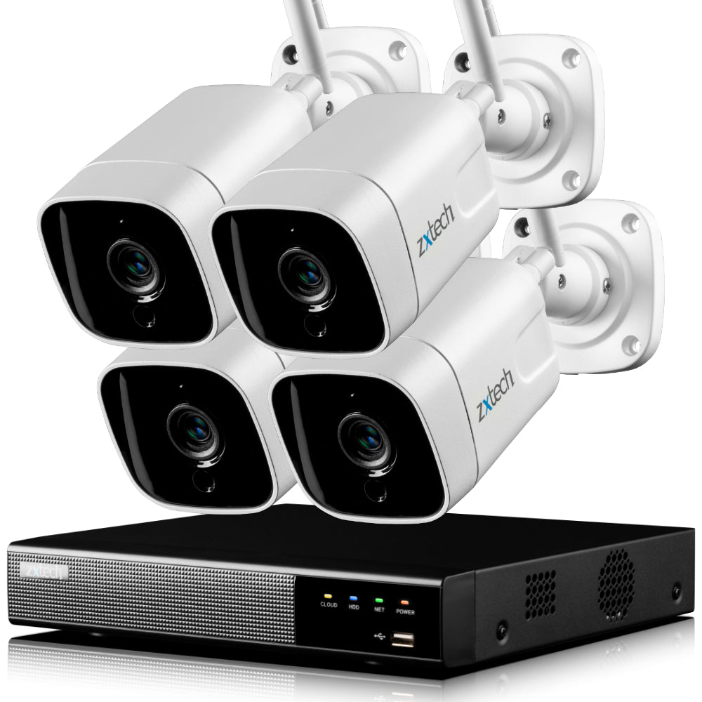 Zxtech Wireless All-in-One inbuilt-screen CCTV Kits - 4x Super HD 