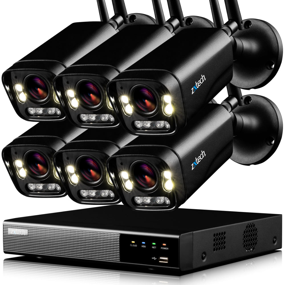 Zxtech Wireless All-in-One inbuilt-screen CCTV Kits - 4x Super HD 